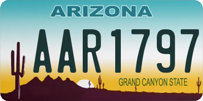 AZ license plate AAR1797