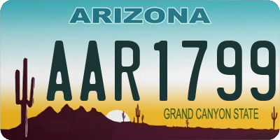 AZ license plate AAR1799
