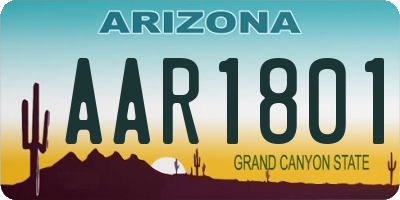 AZ license plate AAR1801