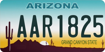 AZ license plate AAR1825