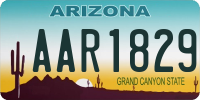 AZ license plate AAR1829