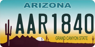AZ license plate AAR1840