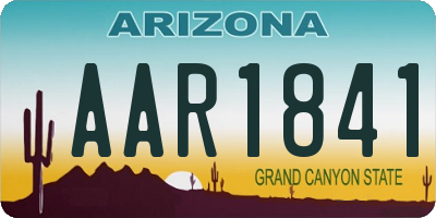 AZ license plate AAR1841