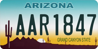 AZ license plate AAR1847