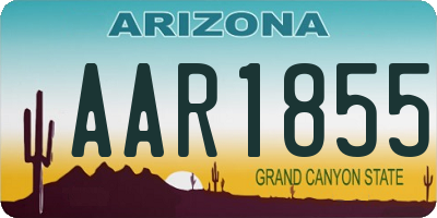 AZ license plate AAR1855