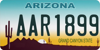 AZ license plate AAR1899