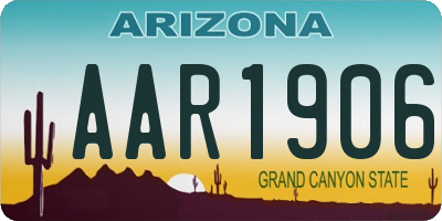 AZ license plate AAR1906