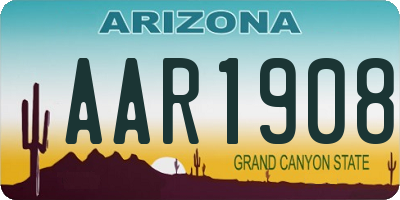 AZ license plate AAR1908