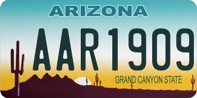 AZ license plate AAR1909
