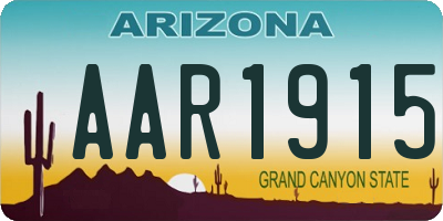 AZ license plate AAR1915