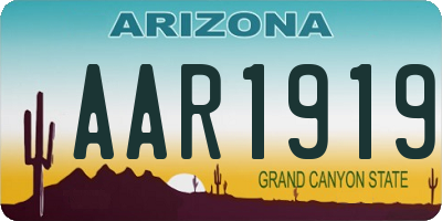 AZ license plate AAR1919