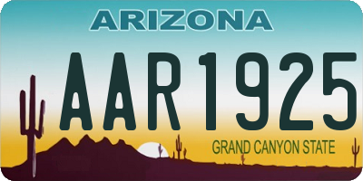AZ license plate AAR1925
