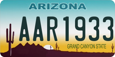 AZ license plate AAR1933