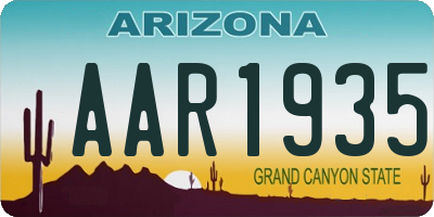 AZ license plate AAR1935