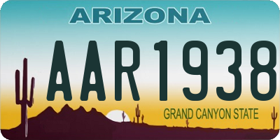 AZ license plate AAR1938