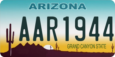 AZ license plate AAR1944