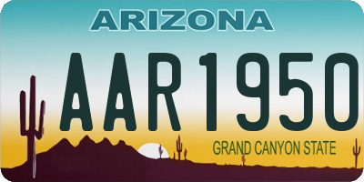 AZ license plate AAR1950