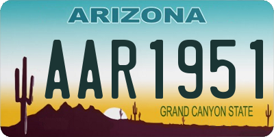 AZ license plate AAR1951