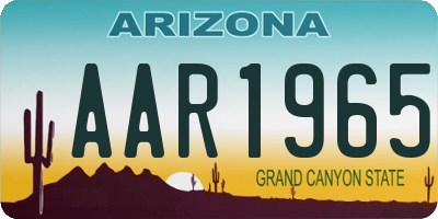 AZ license plate AAR1965