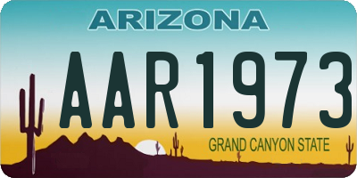AZ license plate AAR1973