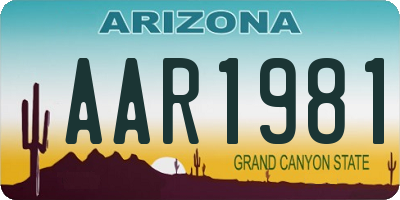 AZ license plate AAR1981
