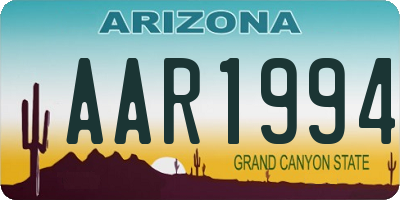 AZ license plate AAR1994