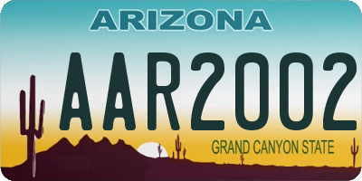 AZ license plate AAR2002