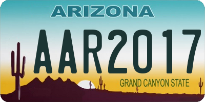 AZ license plate AAR2017