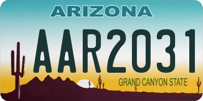 AZ license plate AAR2031