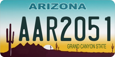 AZ license plate AAR2051