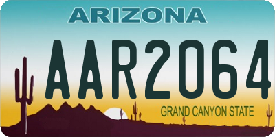 AZ license plate AAR2064
