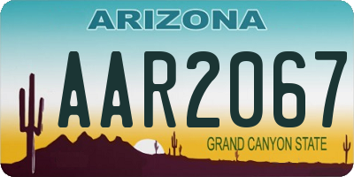 AZ license plate AAR2067