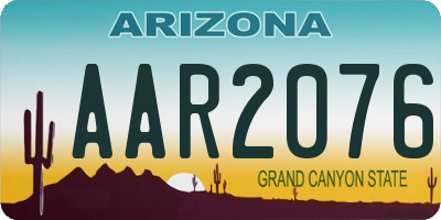 AZ license plate AAR2076