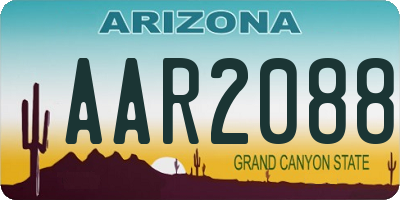 AZ license plate AAR2088