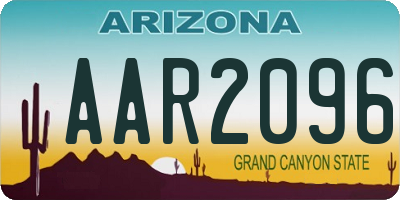 AZ license plate AAR2096