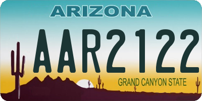 AZ license plate AAR2122