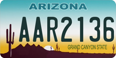 AZ license plate AAR2136