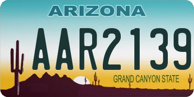AZ license plate AAR2139