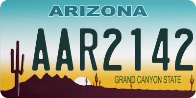 AZ license plate AAR2142