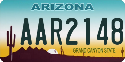 AZ license plate AAR2148