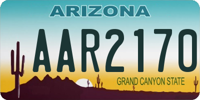 AZ license plate AAR2170