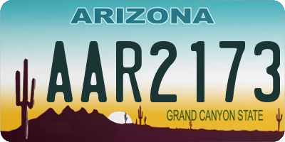AZ license plate AAR2173