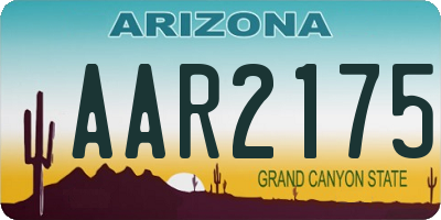AZ license plate AAR2175