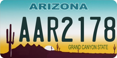 AZ license plate AAR2178