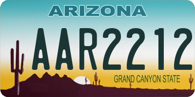 AZ license plate AAR2212