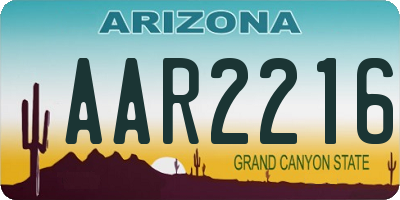 AZ license plate AAR2216