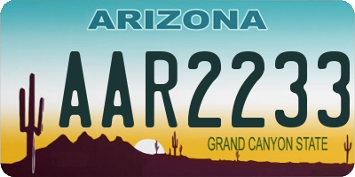 AZ license plate AAR2233