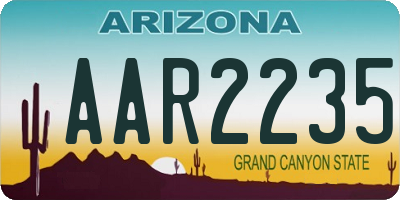 AZ license plate AAR2235