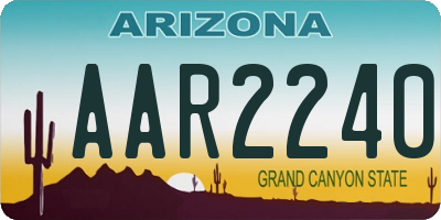 AZ license plate AAR2240