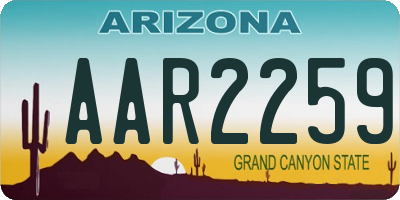 AZ license plate AAR2259